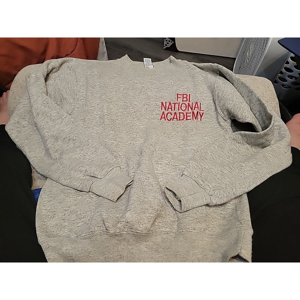 VINTAGE FBI National Academy Sweatshirt Adult M Gray Pullover Crewneck 90s Men